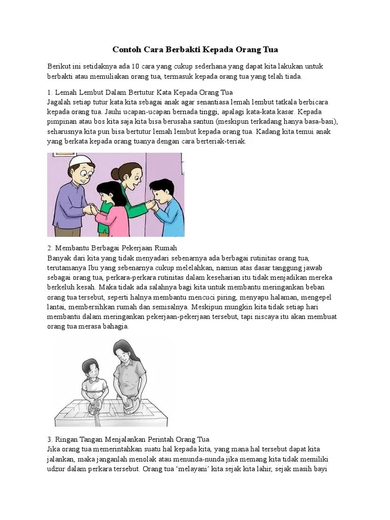 10 Contoh Cara Berbakti Kepada Orang Tua | PDF