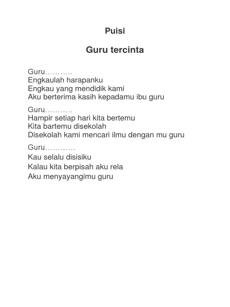 16 november 2020, 18:17 wib. Paling Laju Puisi Guru Bahasa Jawa Singkat
