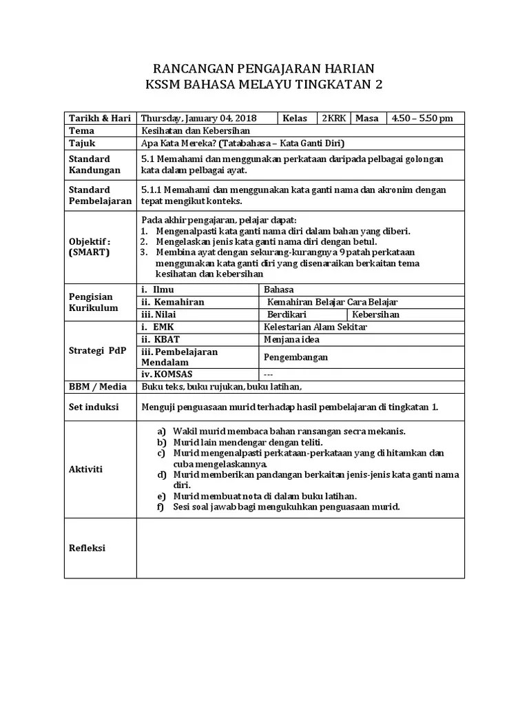 Set induksi merupakan satu set pembelajaran untuk memulakan . Contoh Rph Kssm T2 Pdf