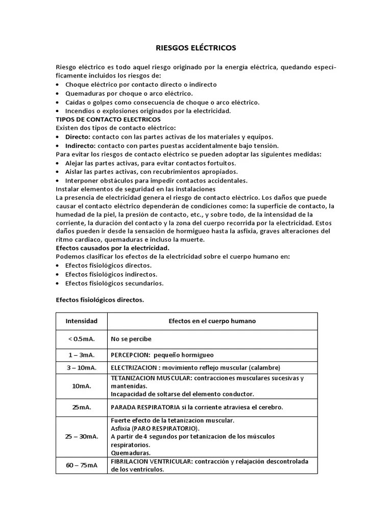 Riesgos Eléctricos Tarea | PDF | Descarga Eléctrica | Electricidad