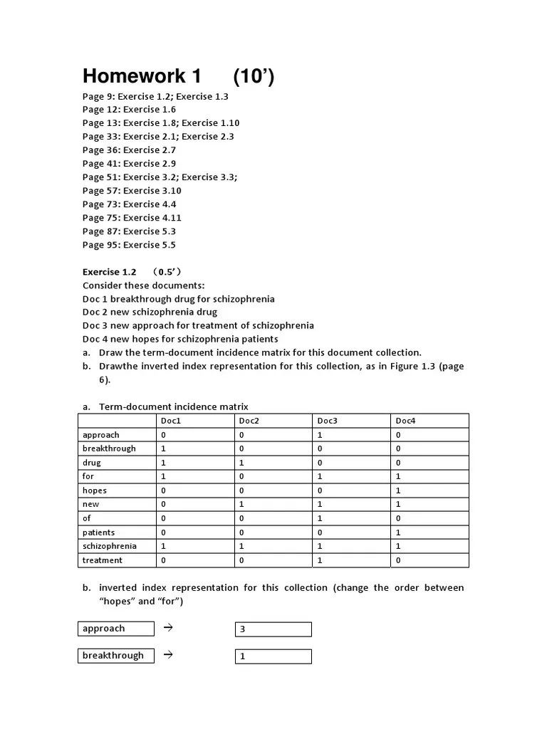 Homework 1 (10') : Exercise 1.2 0.5' | Download Free PDF | Search Engine Indexing | Mark Antony