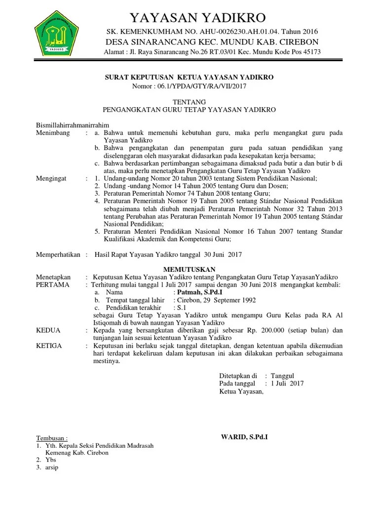 Terus menerus melakukan inovasi untuk sekolah di bawah naungan yayasan bopkri. Sk Gty 2017 2018 Pdf