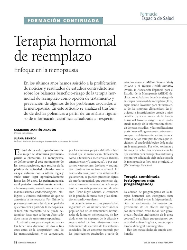 Terapia Hormonal De Reemplazo | PDF | Menopausia | Osteoporosis