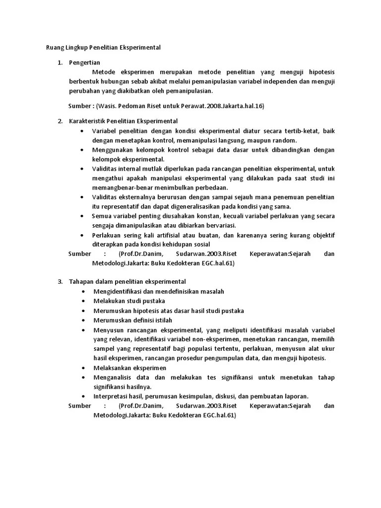 Ruang Lingkup Penelitian Eksperimental | PDF