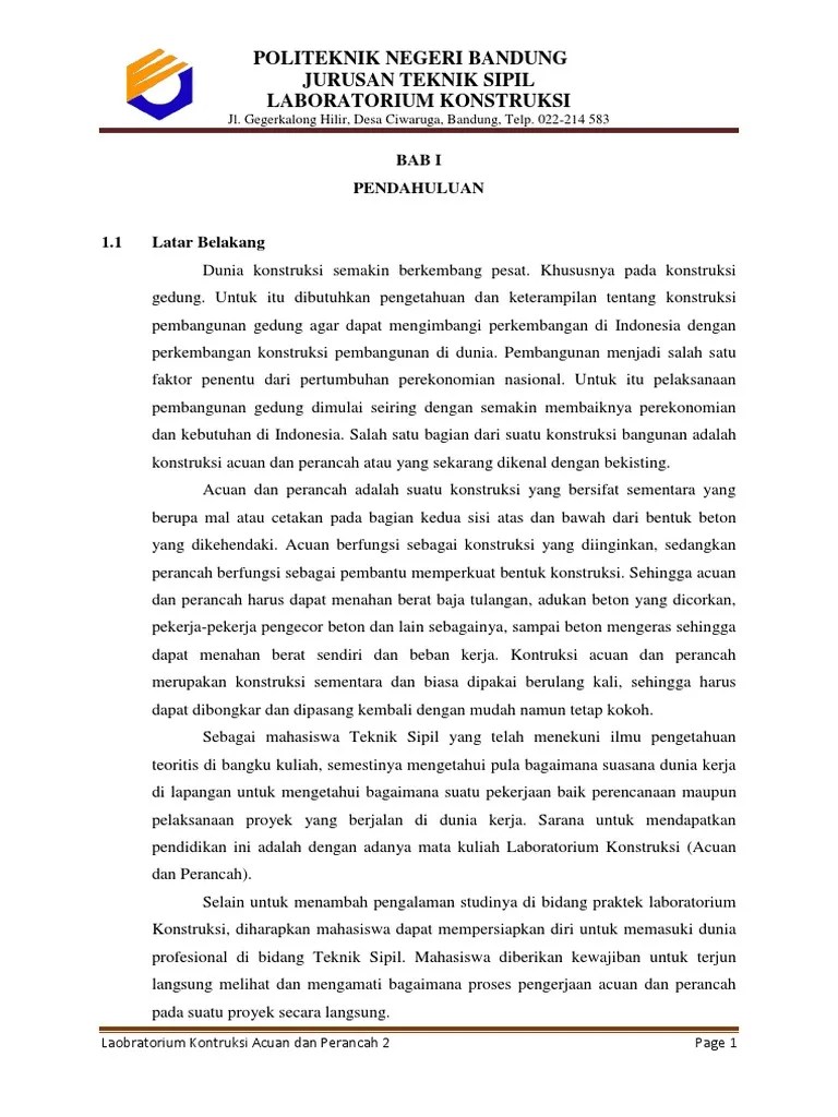Contoh Laporan Bekisting | PDF