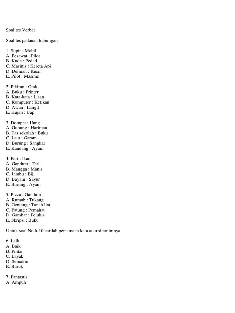 Soal Tes Verbal | PDF