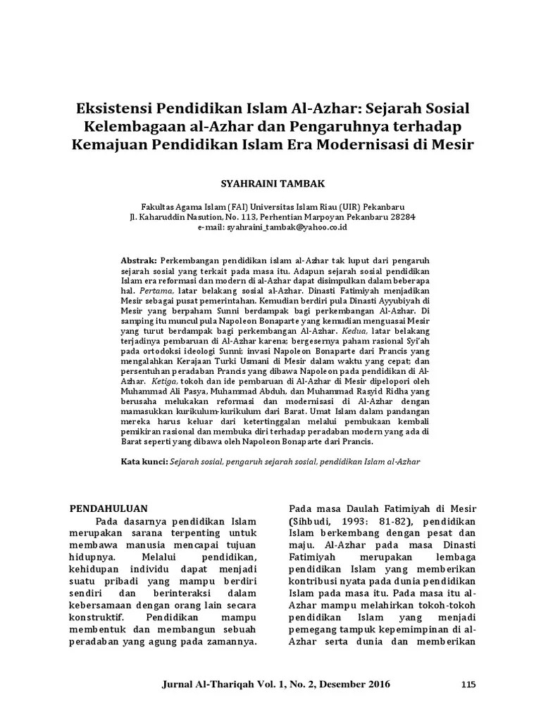 ID Eksistensi Pendidikan Islam Al Azhar Sej
