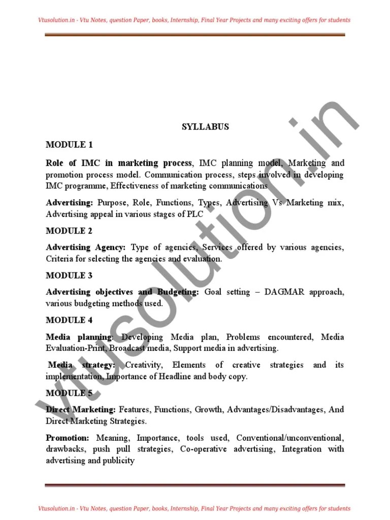 Integrated Marketing Communication (14mbamm408) Notes | PDF | Marketing ...