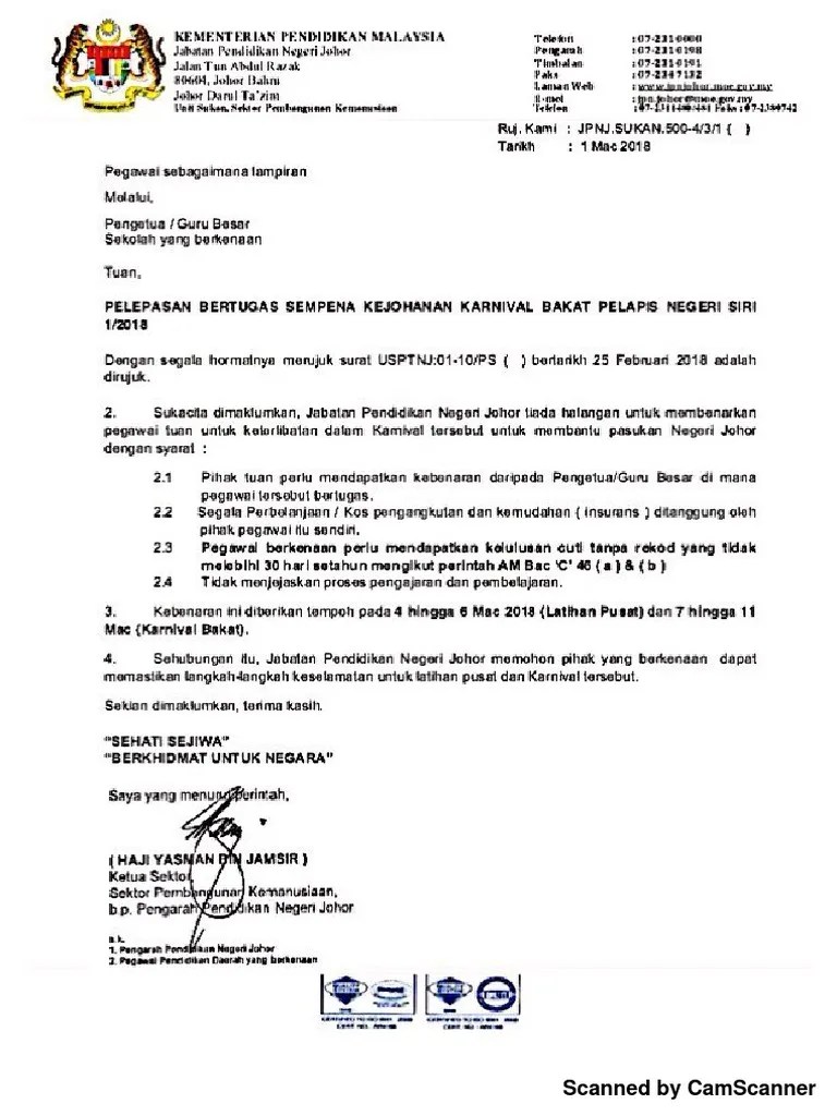 Contoh surat tidak hadir ke sekolah . Surat Pelepasan In English Letter 7saudara Com