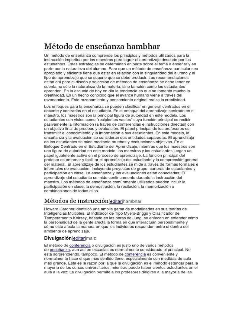 Método De Enseñanza | PDF | Método De Enseñanza | Aprendizaje