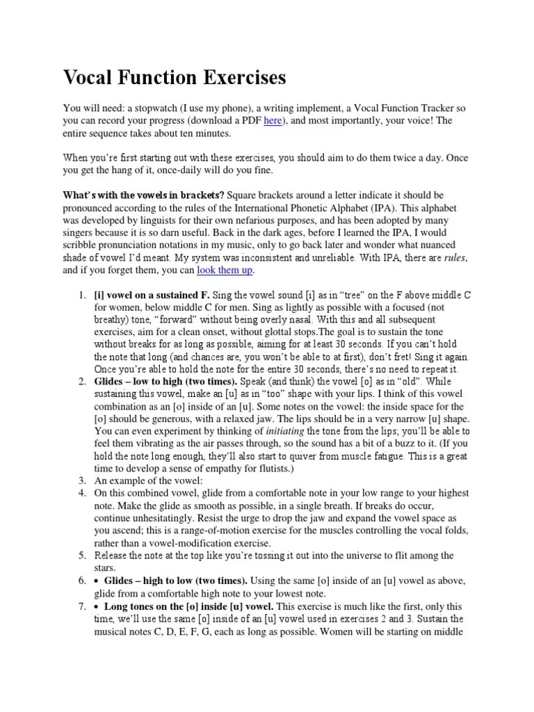 Vocal Function Exercises | Vowel | Linguistics
