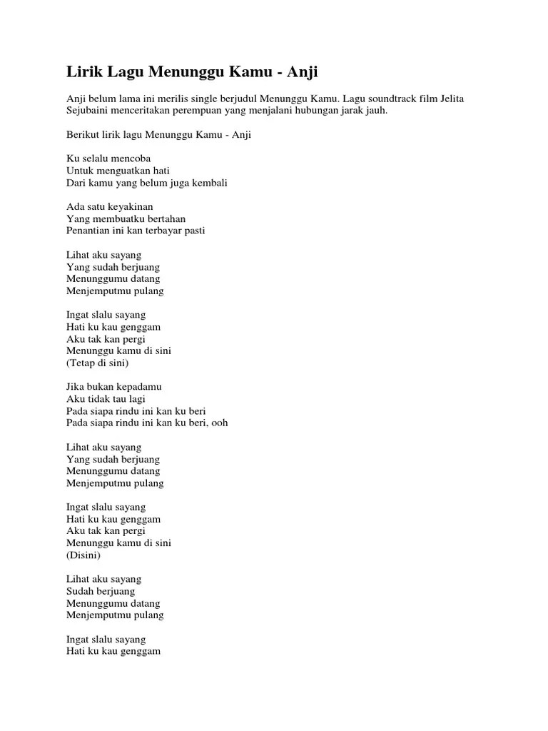 intro c g/b am g f em g. Lirik Lagu Menunggu Kamu Pdf