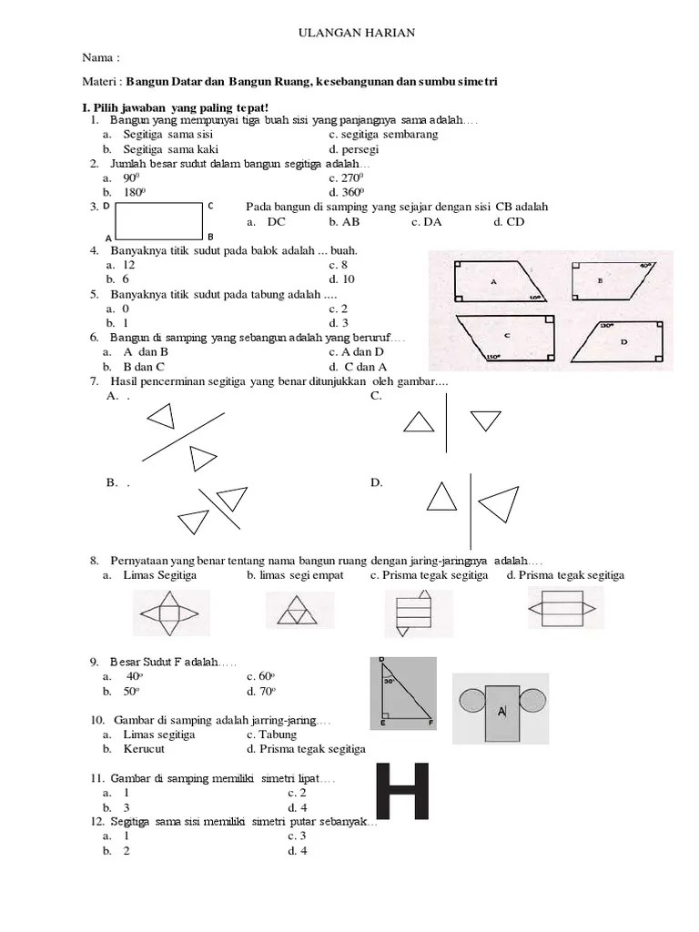 Empat sudut alas dan satu sudut berada di puncak. Ulanganmatematikakelas 5 Pdf