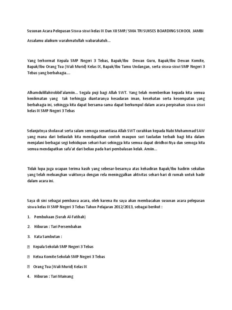 Sambutan dari alfatah suriian, s.si. Susunan Acara Pelepasan Siswa Pdf