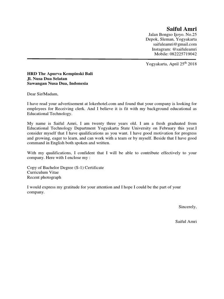 Perhatikan ketepatan ejaan, tata bahasa, dan tanda baca dalam surat lamaran pekerjaan yang dibuat. Graphic Designer Contoh Surat Lamaran Kerja Bahasa Inggris Pdf