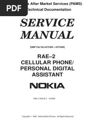 Service Manual Nokia 9110 Electrical Connector Analog To