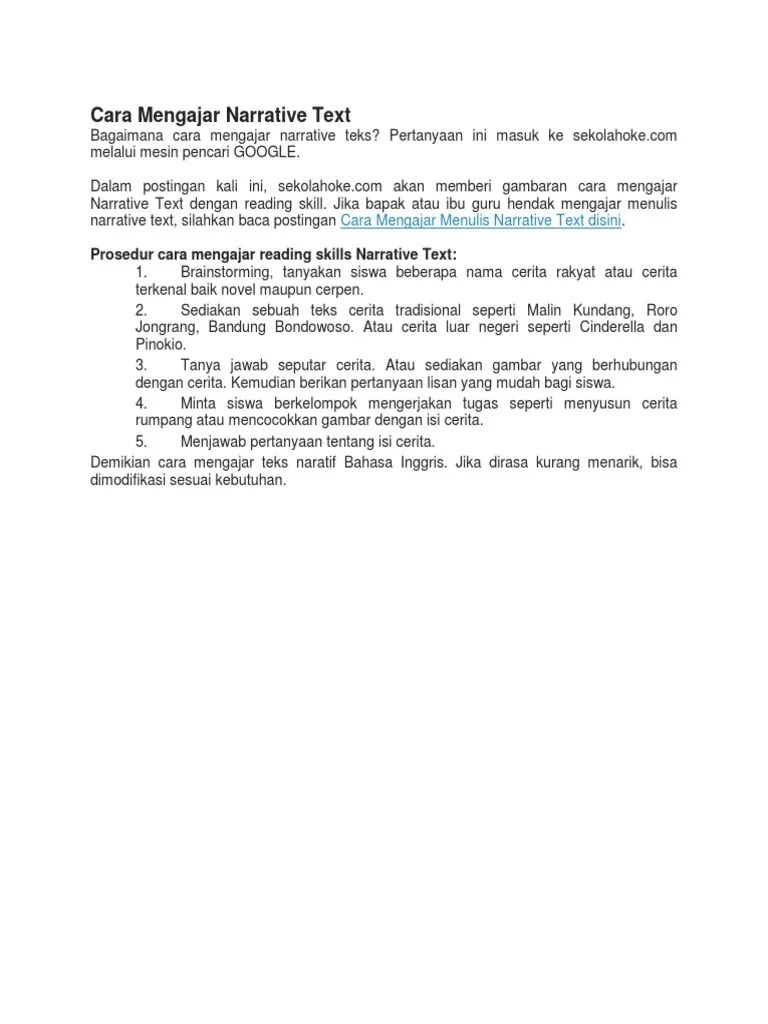 Cara Mengajar Narrative Text | PDF