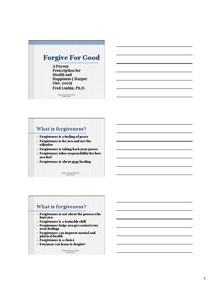Forgiveness - Fred Luskin | PDF | Forgiveness | Stress (Biology)