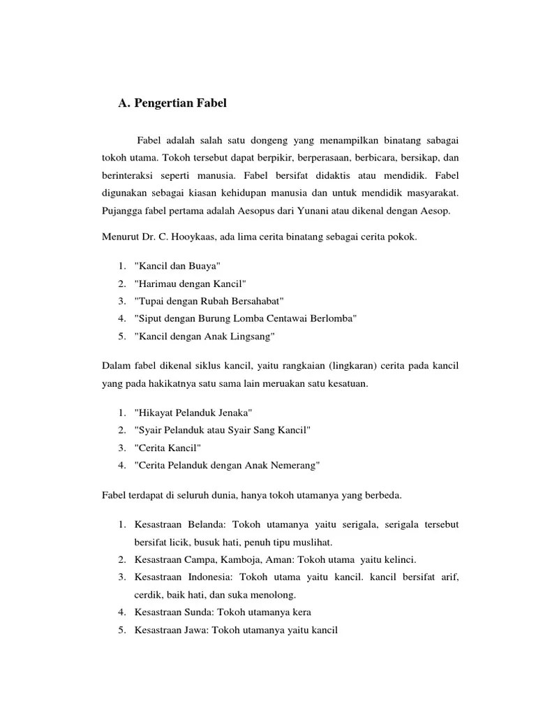 Tokoh yang digunakan dalam cerita fabel adalah bukanlah orang . Pengertian Fabel Pdf