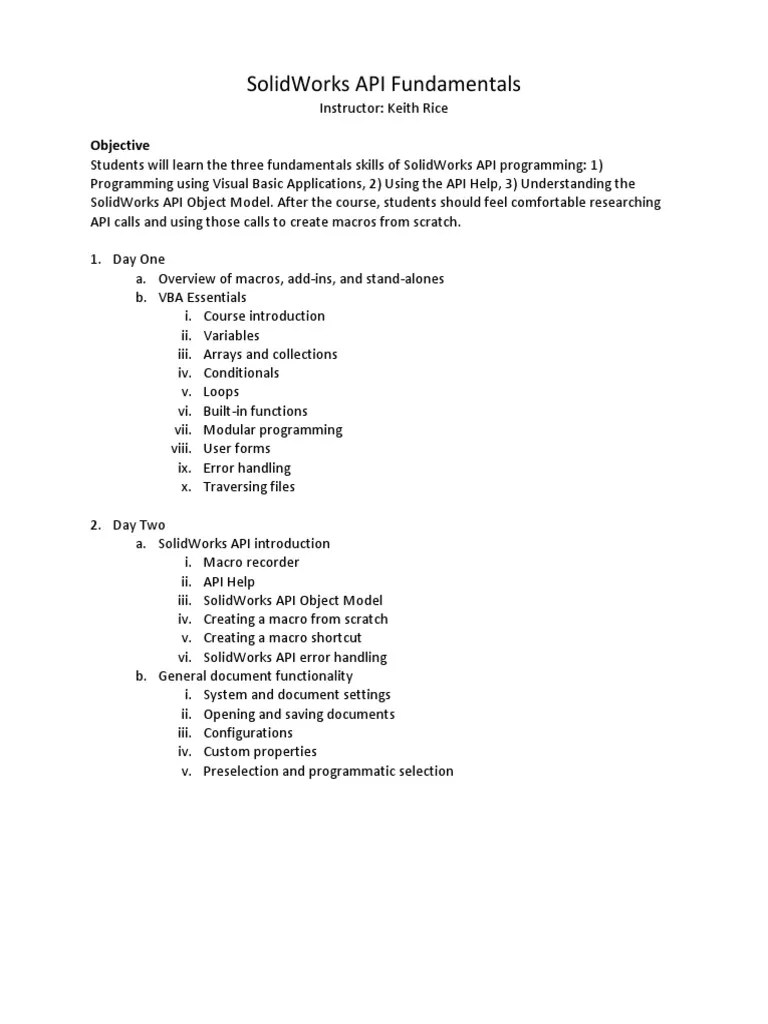 SolidWorks API Programming Basics | PDF | Application Programming ...
