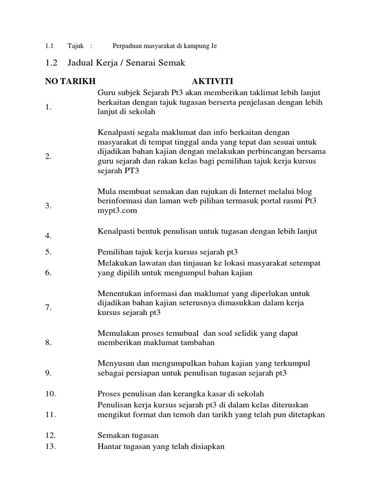 6, membuat rujukan lanjut berkaitan dengan tajuk . Kerja Kursus Sejarah Tingkatan 3 2018 Pdf