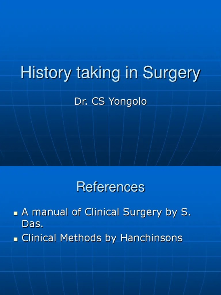 1a-History Taking In Surgery | PDF | Surgery | Medical Diagnosis