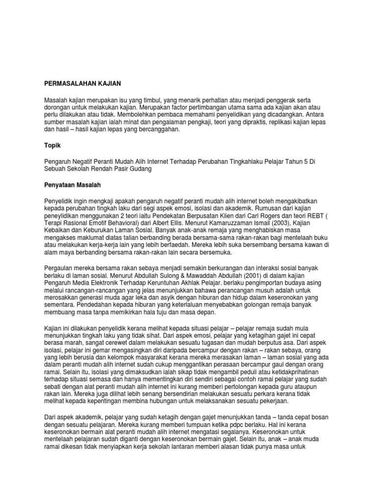 Berikut adalah garis panduan berkaitan dengan penulisan pernyataan masalah:. Permasalahan Kajian Jwpn Forum Pdf
