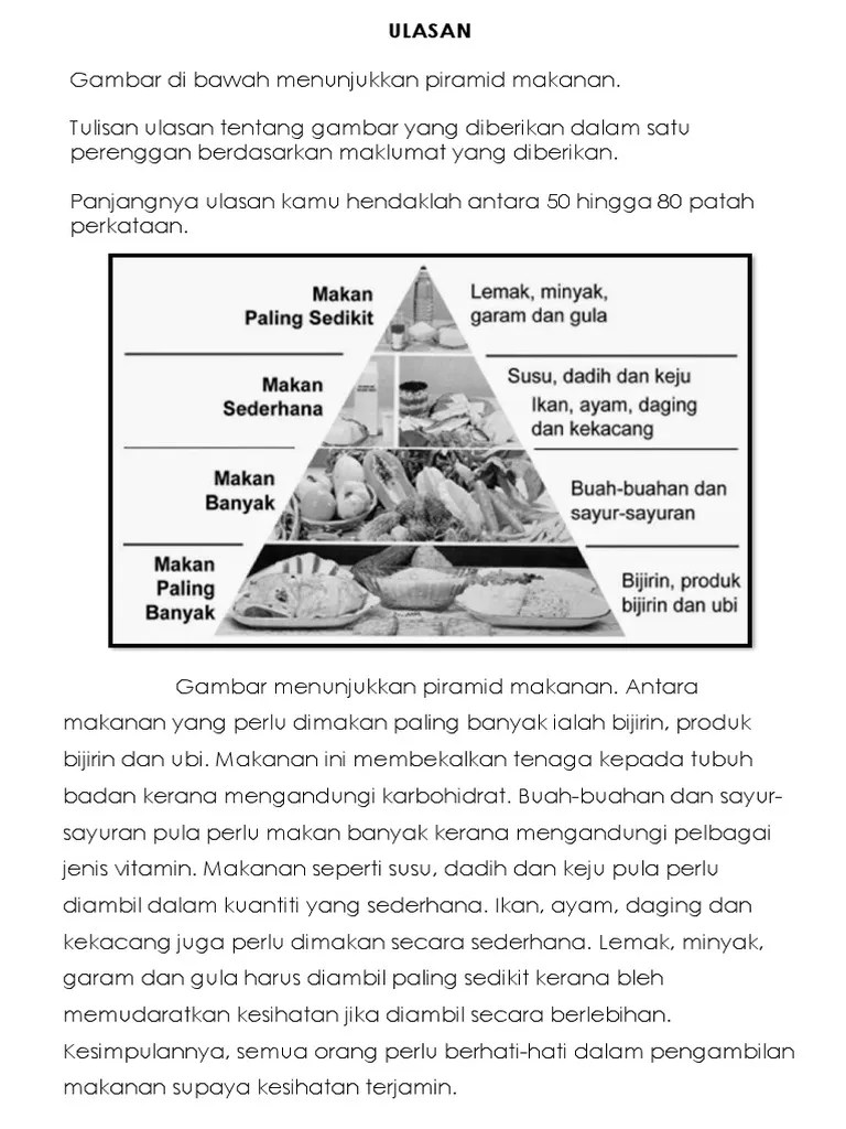 Makanan seperti keju, dadih, susu, ikan, ayam, daging dan kekacang . Ulasan Piramid Makanan Pdf