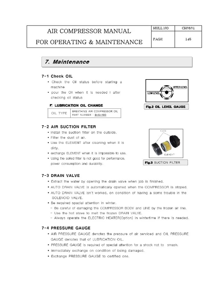Air Compressor Manual For Operating & Maintenance: Hull - No CH0801 | PDF