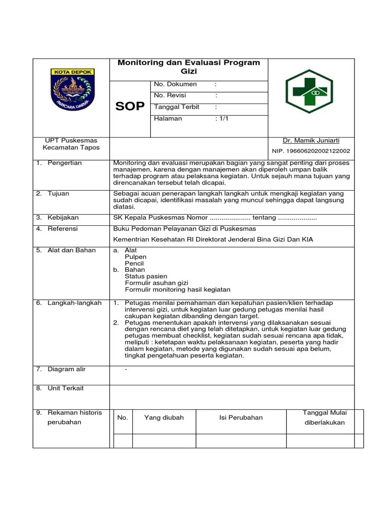 Sop Monitoring Dan Evaluasi Pelayanan Publik Bagian Anisasi Sekretariat Daerah Kota Malang Tujuan penyusunan S OP ini ada lah.