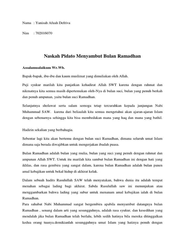 Contoh Naskah Pidato Tentang Puasa Ramadhan - Kumpulan Contoh Terbaru