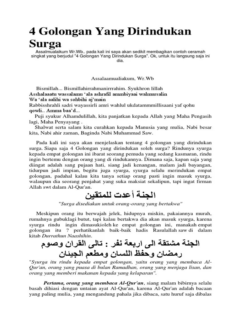 4 Golongan Yang Dirindukan Surga | PDF