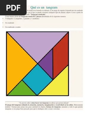 Este tipo de actividades están dirigidas más a los niños pequeños, . Que Es Un Tangram Pdf Ensenanza De Matematica Creatividad