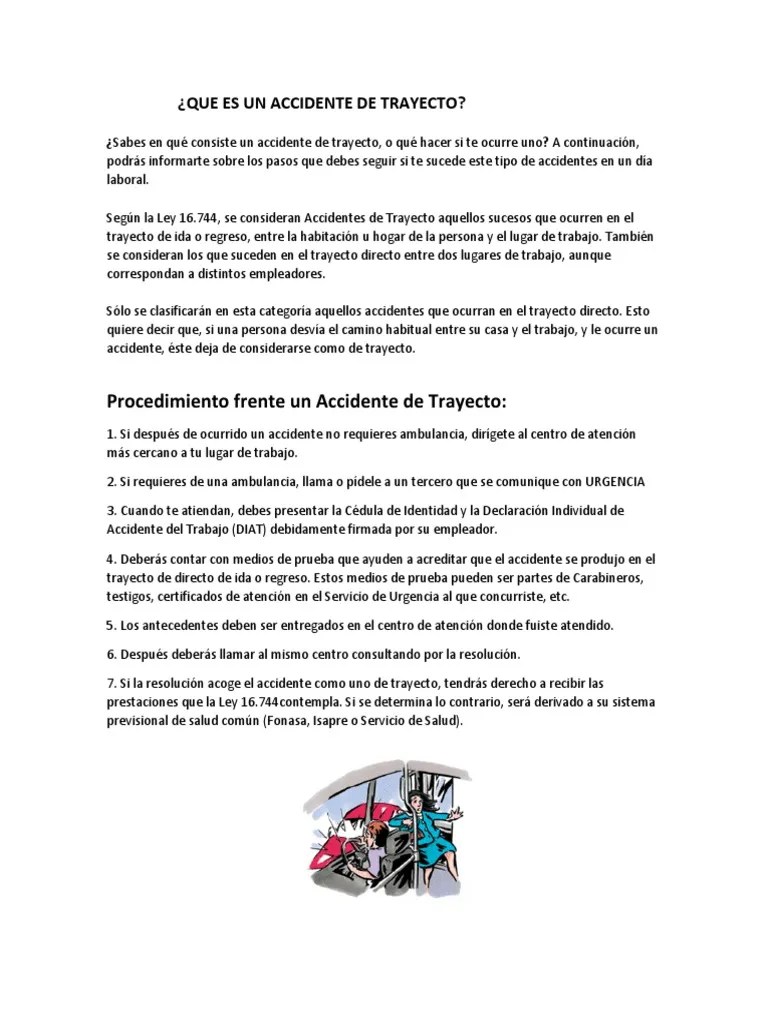Que Es Un Accidente De Trayecto | Descargar Gratis PDF | Bienestar | Medicina