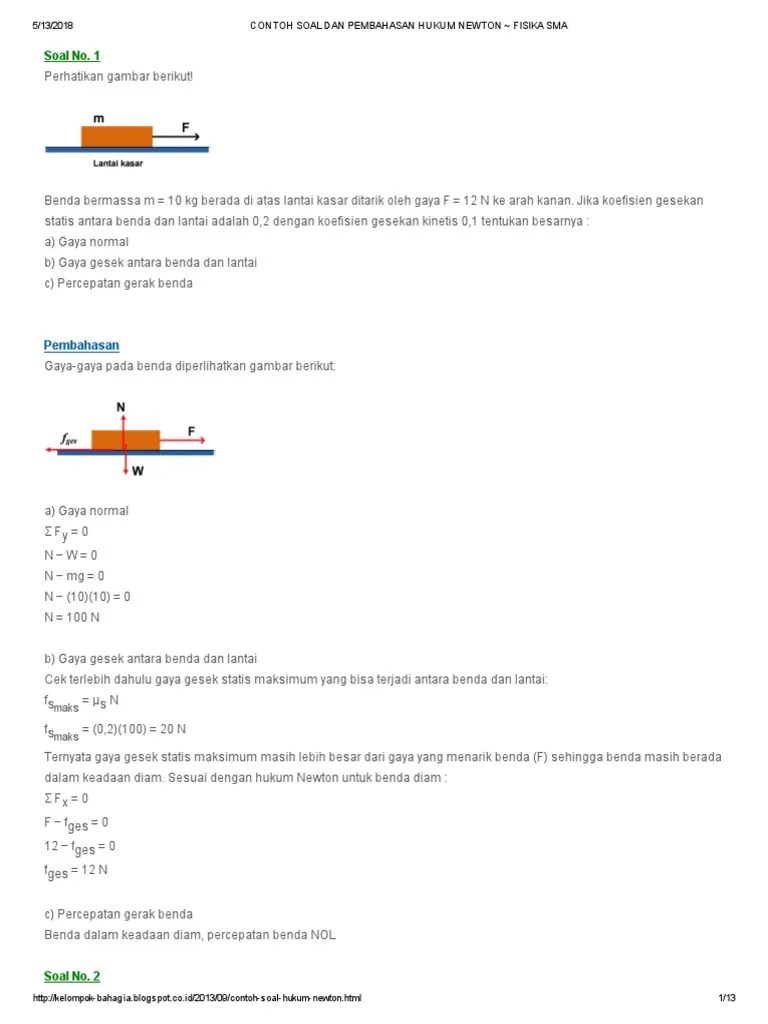 Pembahasan Soal Un Ipa Smp 2016 Hukum Newton Cute766