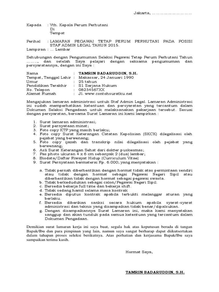 Akan tetapi, tak sedikit yang sulit membuatnya mengingat banyak faktor yang harus diperhatikan. Contoh Surat Lamaran Kerja BUMN Terbaik Dan Terbaru File Word