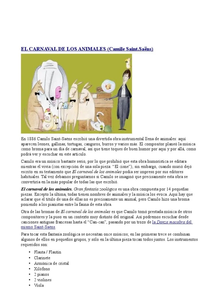 Carnaval De Los Animales | PDF | El Carnaval De Los Animales | Instrumentos Musicales