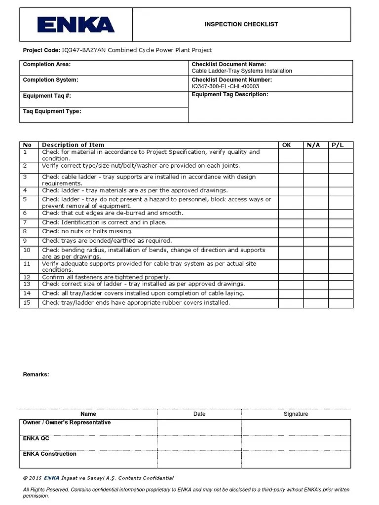 Cable Ladder-Tray Systems Installation | PDF