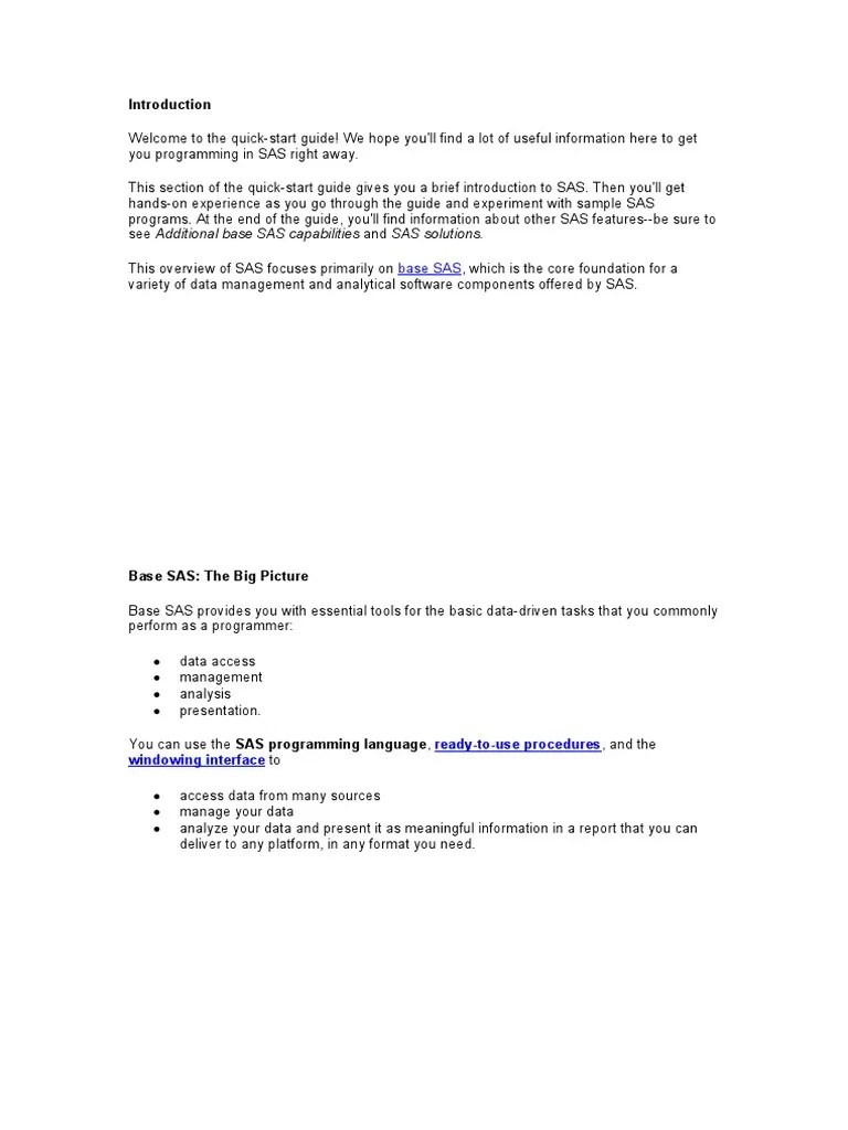 Base Sas Notes | PDF | Sas (Software) | Databases
