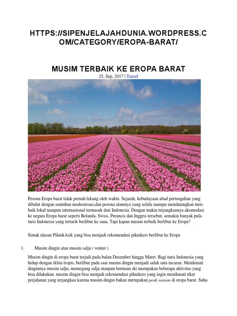 Musim Terbaik Ke Eropa Barat | PDF