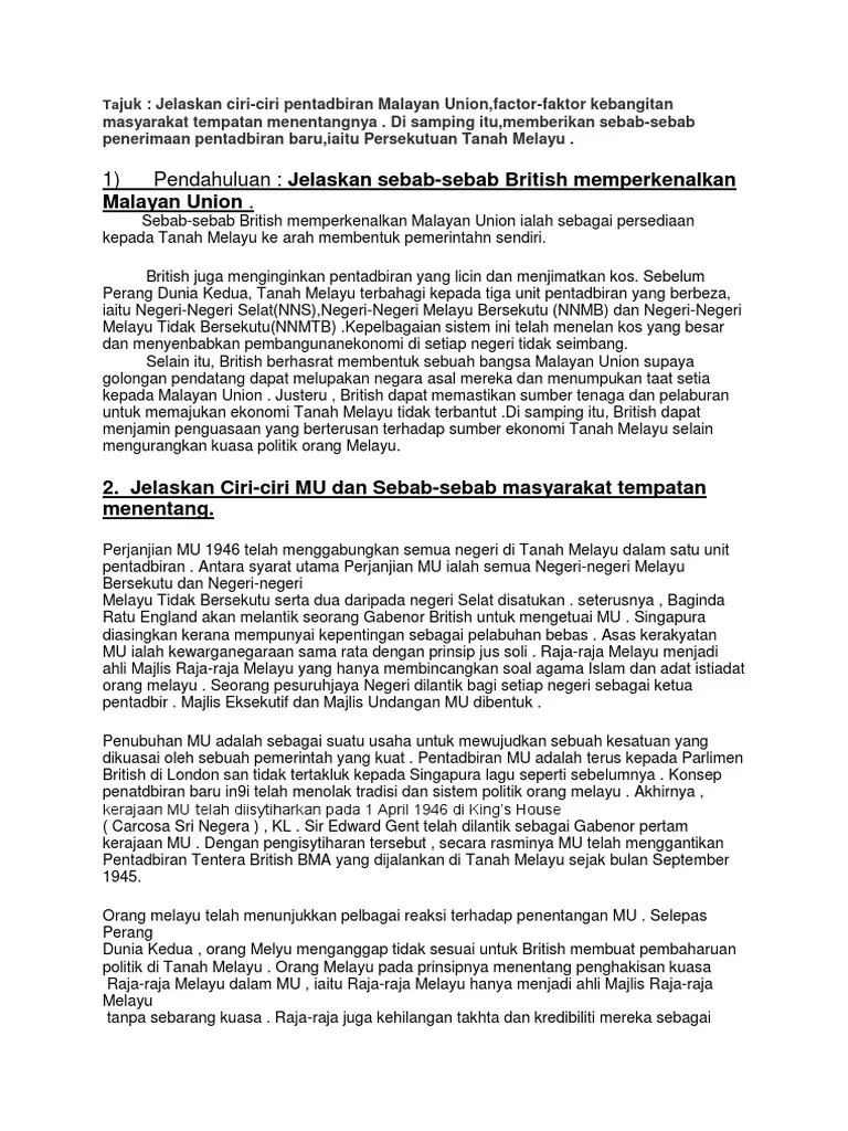 Jamin penguasaan british terhadap sumber ekonomi tanah melayu (pengeluar bijih. Sejarah Bab 4 Tingkatan 5 Kertas 3 Pdf
