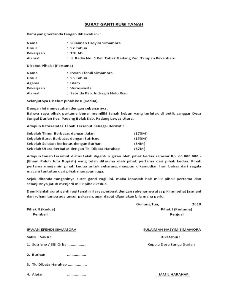 Contoh Surat Pernyataan Ganti Rugi Aneka Macam Contoh 