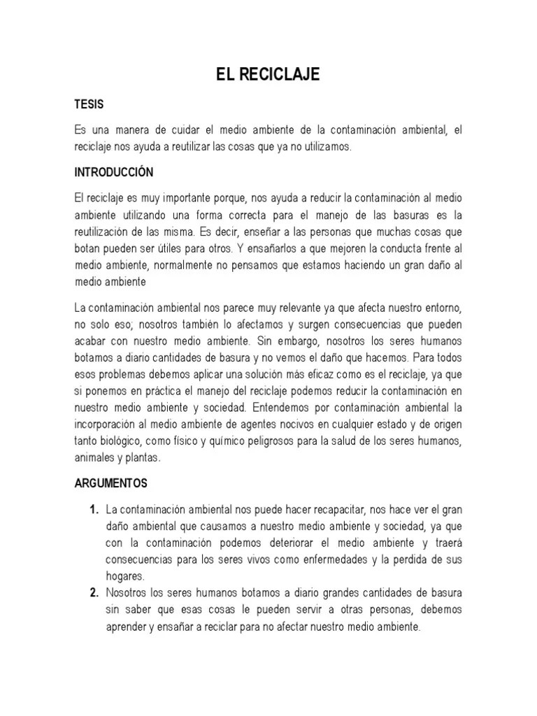 El Reciclaje | PDF | Residuos | Naturaleza