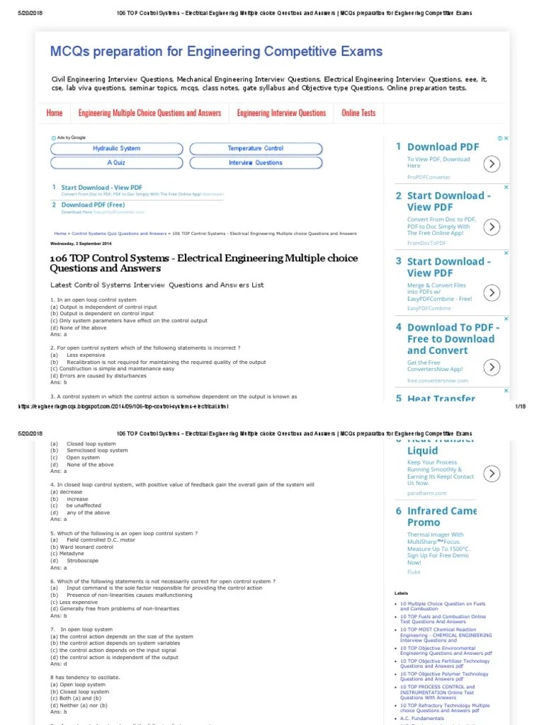 106 Top Control Systems Electrical Engineering Multiple