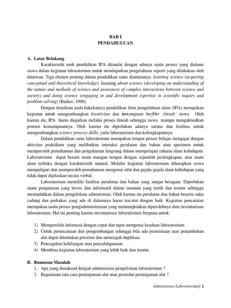 Administrasi Dan Inventarisasi Laboratorium IPA | PDF
