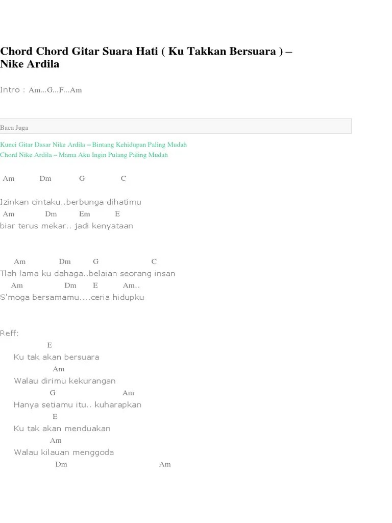 Am dm dah lama ku dahaga g c belaian . Chord Chord Gitar Suara Hati Pdf