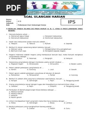 Tua yang menghasilkan barang dan jasa · pentingnya semangat kerja . Soal Ips Kelas 3 Sd Bab Pekerjaan Dan Kunci Jawaban Pdf