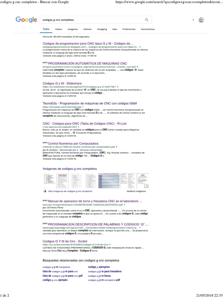 Codigos G Cnc Completos | Control Numerico | Programación De Computadoras