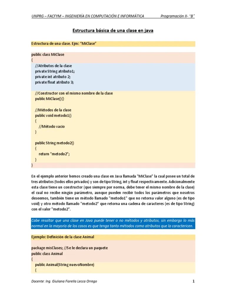 Clases En Java | PDF | Objeto (informática) | Constructor (Programación ...