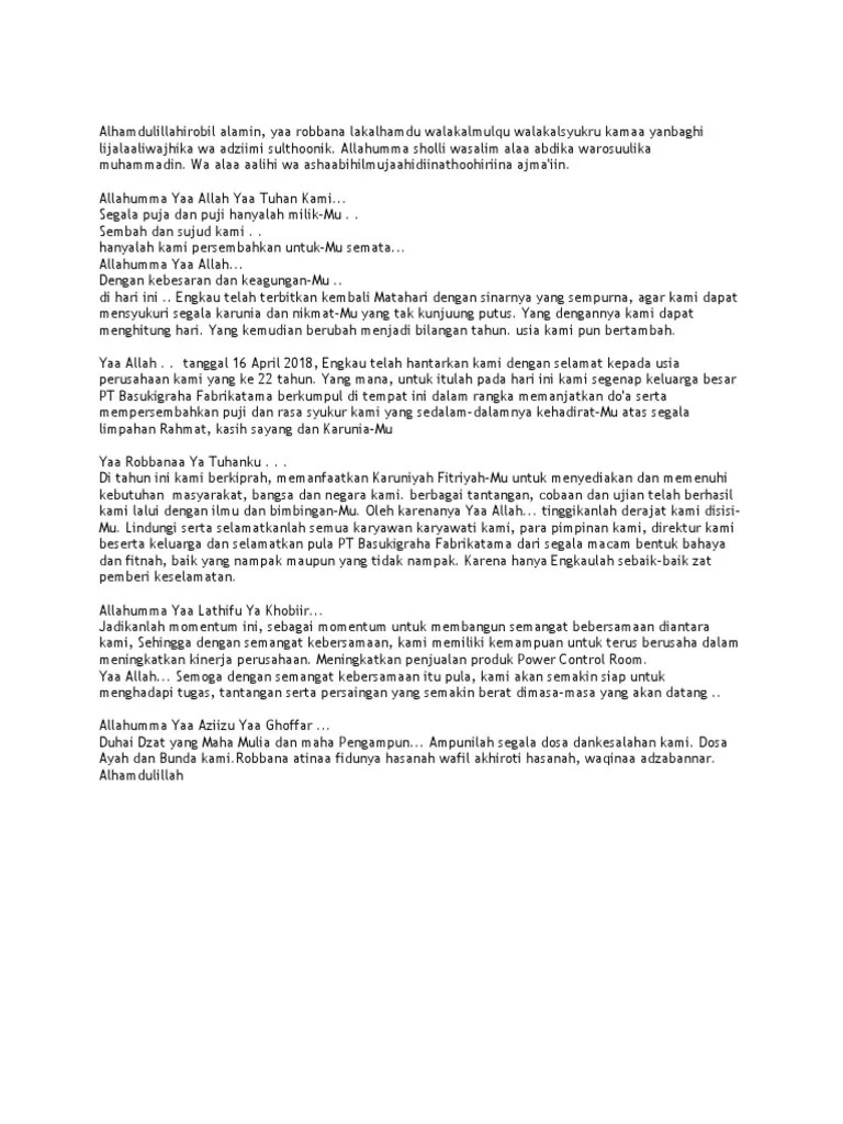 Tidak ada harapan yang lebih kuinginkan selain kesehatan dan kebahagiaanmu dilimpahkan oleh allah swt di hari spesial ini.&quot;. Doa Ulang Tahun Perusahaan Pdf